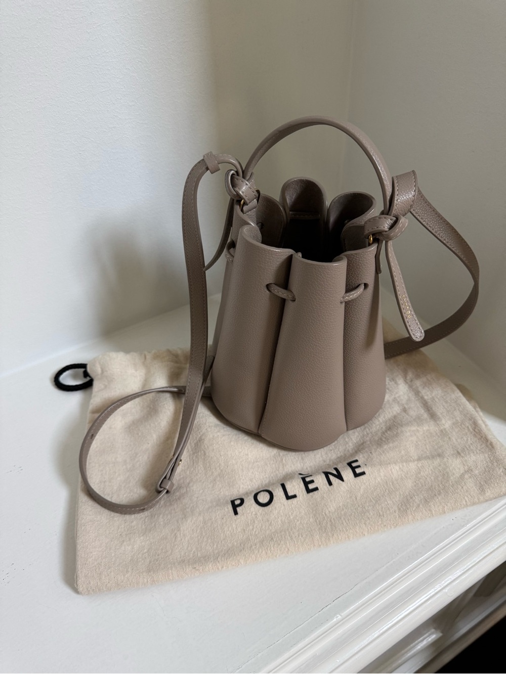 Polene Authentic Numero Huit Mini Leather Bucket Bag